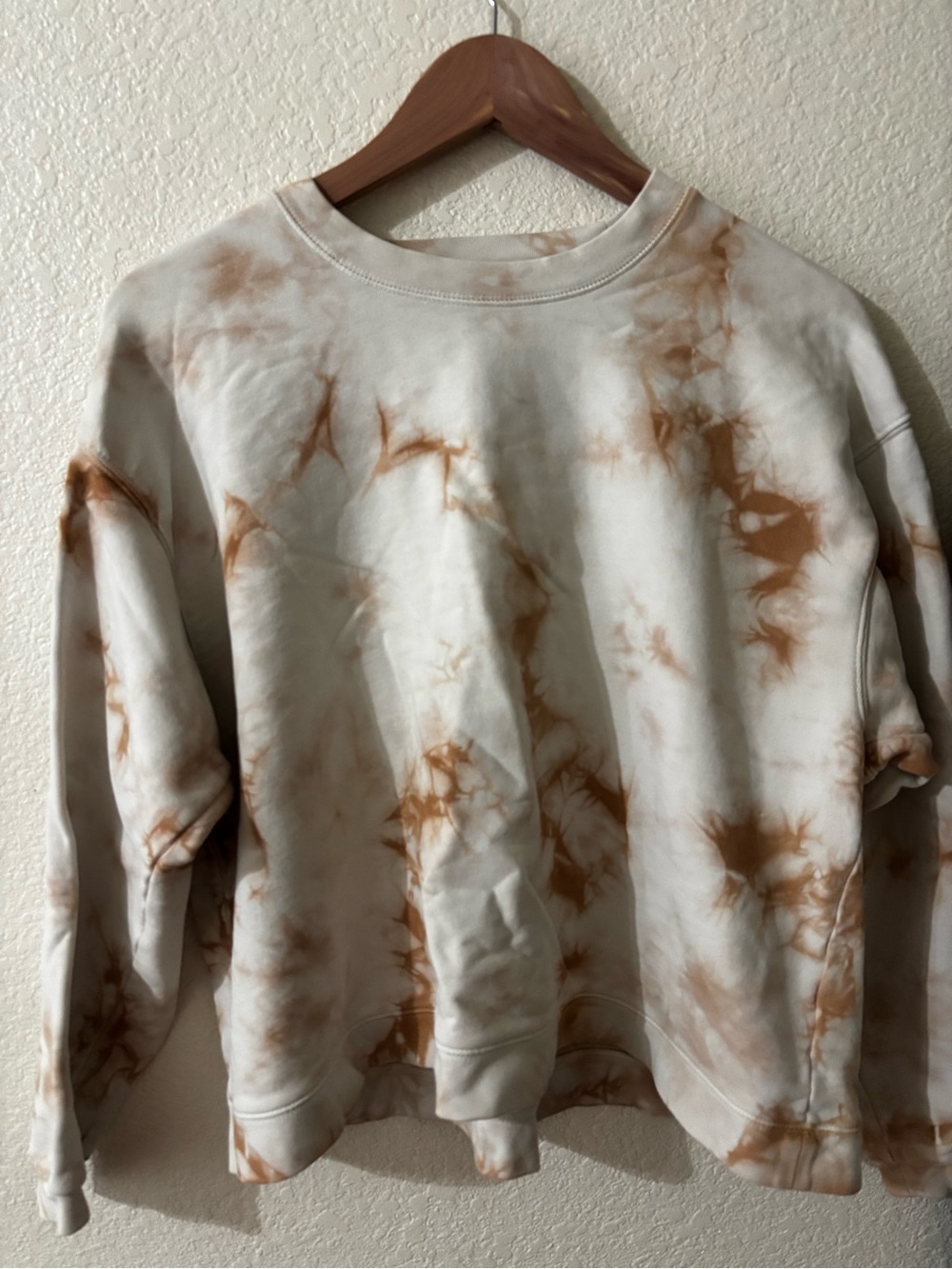 Tie-Dye Cropped Crewneck Sweatshirt - Cream & Brown, Madewell, 100% cotton